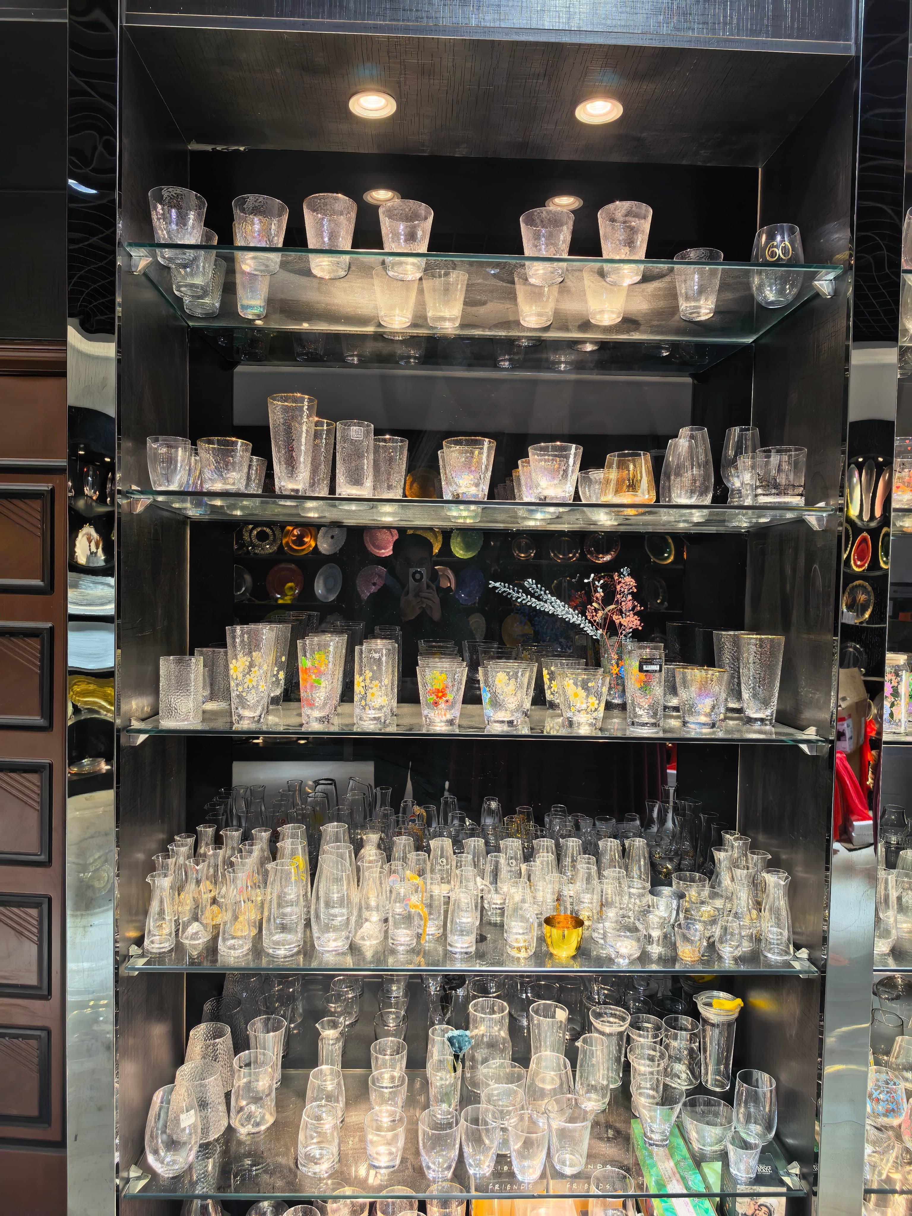 Textured and hammered glass cups with floral patterns